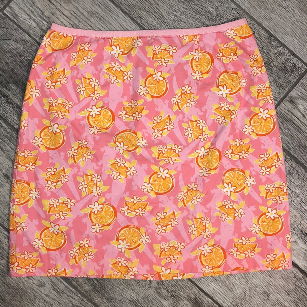 SOLD 🌴Lilly Pulitzer Orange Sliced Skirt Vintage - Picture 1 of 6